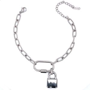 Kilit Figürlü Çelik Bileklik Gümüş