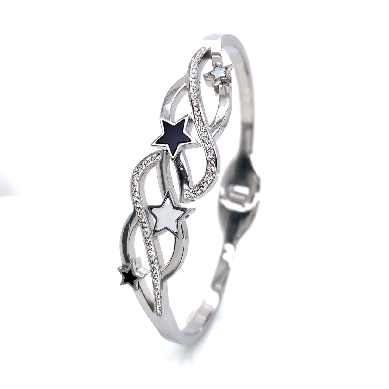 Yıldız Figürlü Çelik Bileklik Gümüş