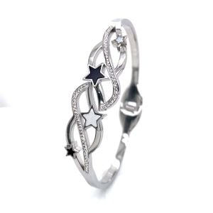 Yıldız Figürlü Çelik Bileklik Gümüş