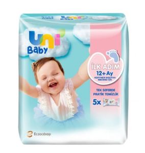 Uni Baby İlk Adım 12 Ay+ Islak Mendil 52'li - 5 Adet