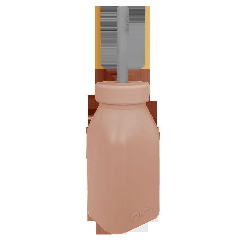 Oioi Silikon Şişe ve Pipet - Woody Brown & Powder Grey