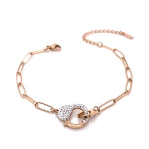 Kelepçe Figürlü Zirkon Taşlı Çelik Bileklik Rose