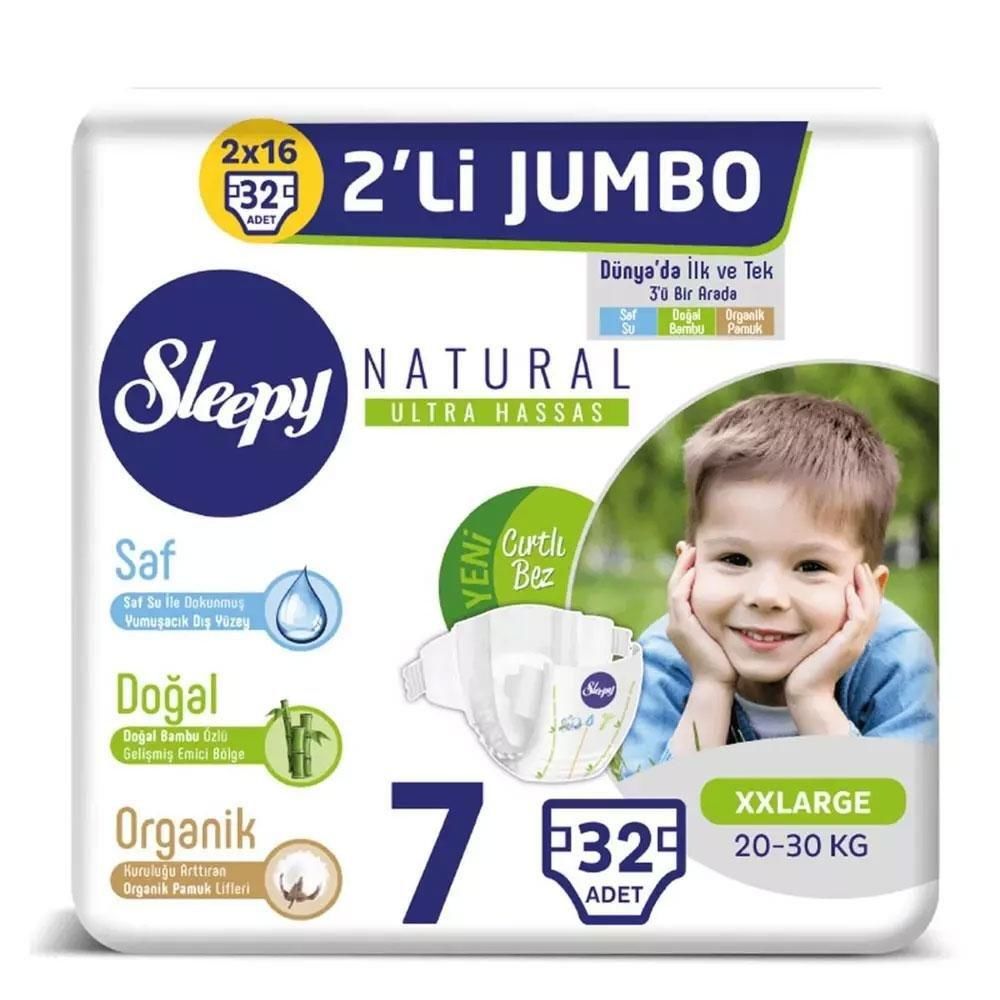Sleepy Natural 7 Beden xxLarge İkili Jumbo Bebek Bezi 32'li