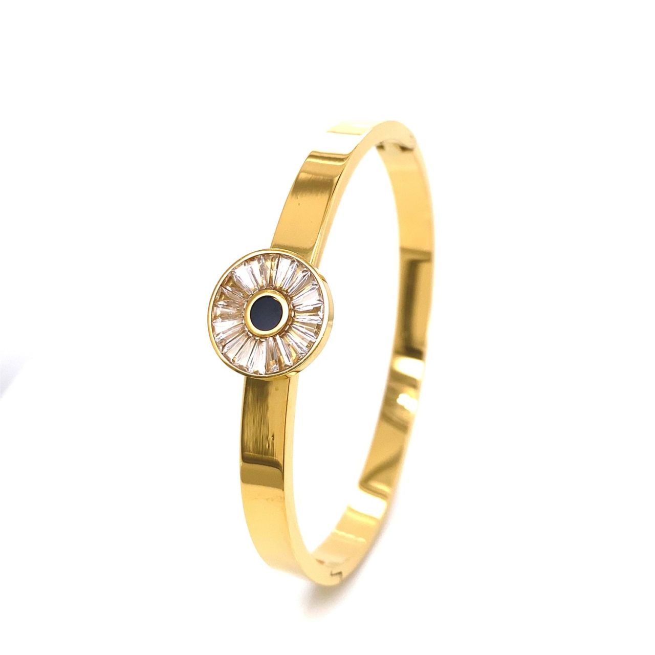 Yuvarlak Göz Figürlü Çelik Bileklik Gold