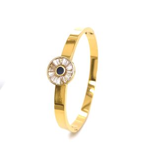 Yuvarlak Göz Figürlü Çelik Bileklik Gold