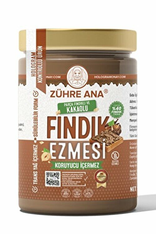 Zühre Ana Parça Fındıklı ve Kakaolu Fındık Ezmesi 330 gr