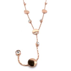 Zirkon Taşlı Çelik Kolye Rose
