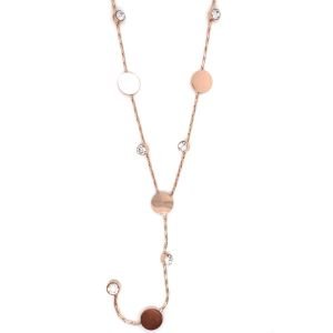 Zirkon Taşlı Çelik Kolye Rose