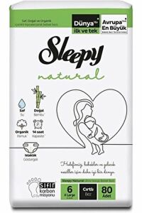 Sleepy Natural Bebek Bezi xLarge No: 6 80'li
