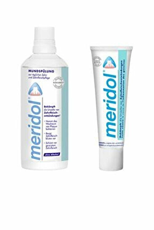 Meridol Diş Macunu 75 ml + Meridol Ağız Bakım Suyu 400 ml + Diş Fırçası Saklama Kabı