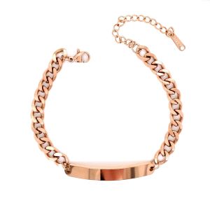 Kalın Zincirli Büyük İsimlikli Çelik Bileklik Rose