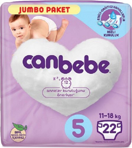 Canbebe Bebek Bezi 11-18 kg 5 Numara 22'li