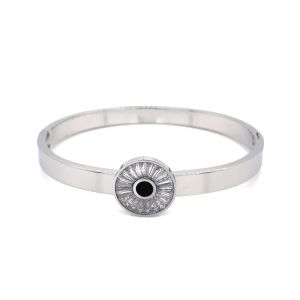 Yuvarlak Göz Figürlü Çelik Bileklik Gümüş