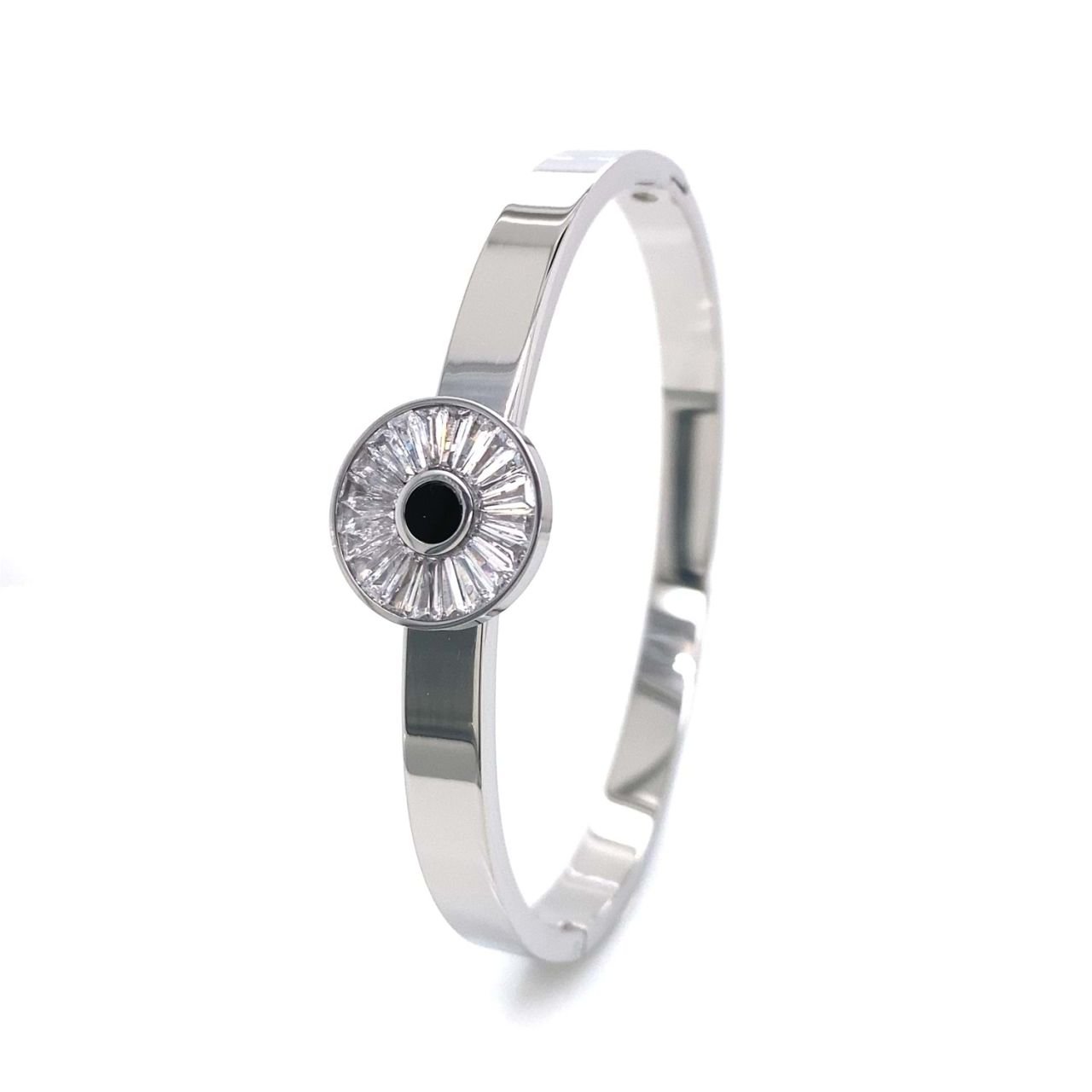 Yuvarlak Göz Figürlü Çelik Bileklik Gümüş