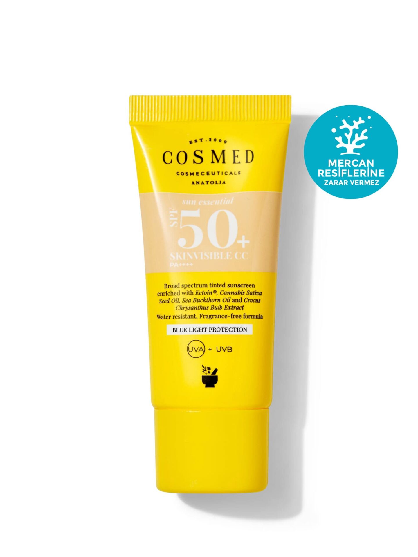 Cosmed Sun Essential Skinvisible CC SPF50 Tüm Cilt Tipleri İçin Renkli CC Yüz Güneş Kremi Yeni Nesil Filtreler 30 ml