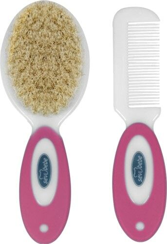 Sevi Bebe Natural Fırça Tarak Seti - Pembe