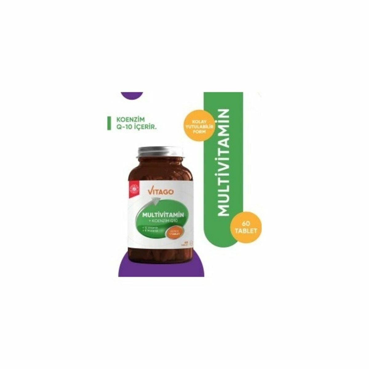 Vitago Multivitamin Multimineral Koenzim Q-10 İçeren Tablet 60'lı