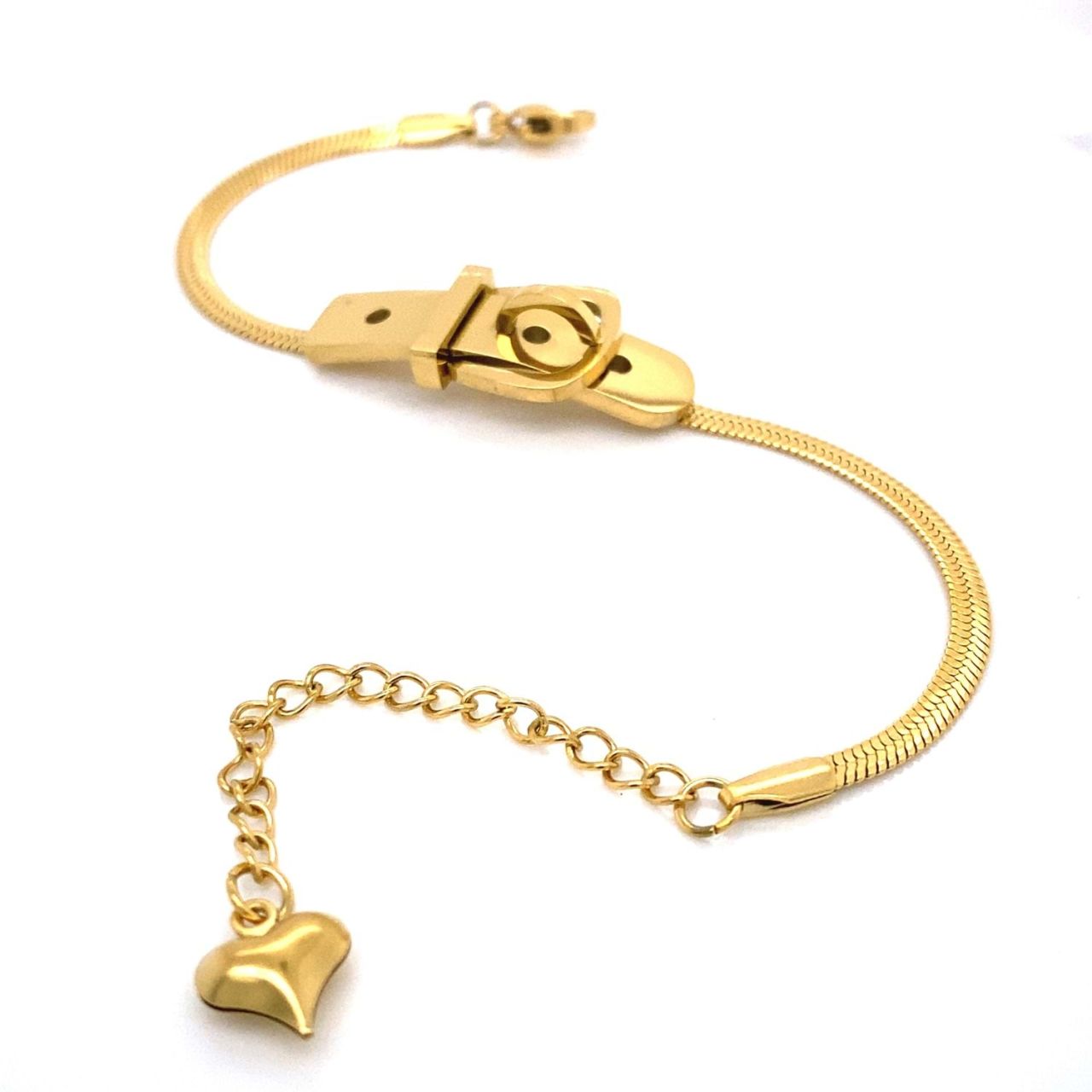 Kemer Tokası Figürlü Çelik Bileklik Gold