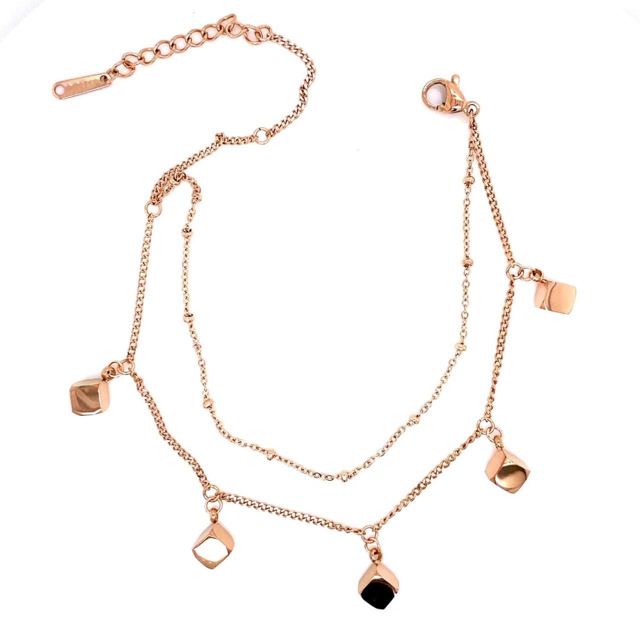 Küp Figürlü Çelik Bileklik Rose