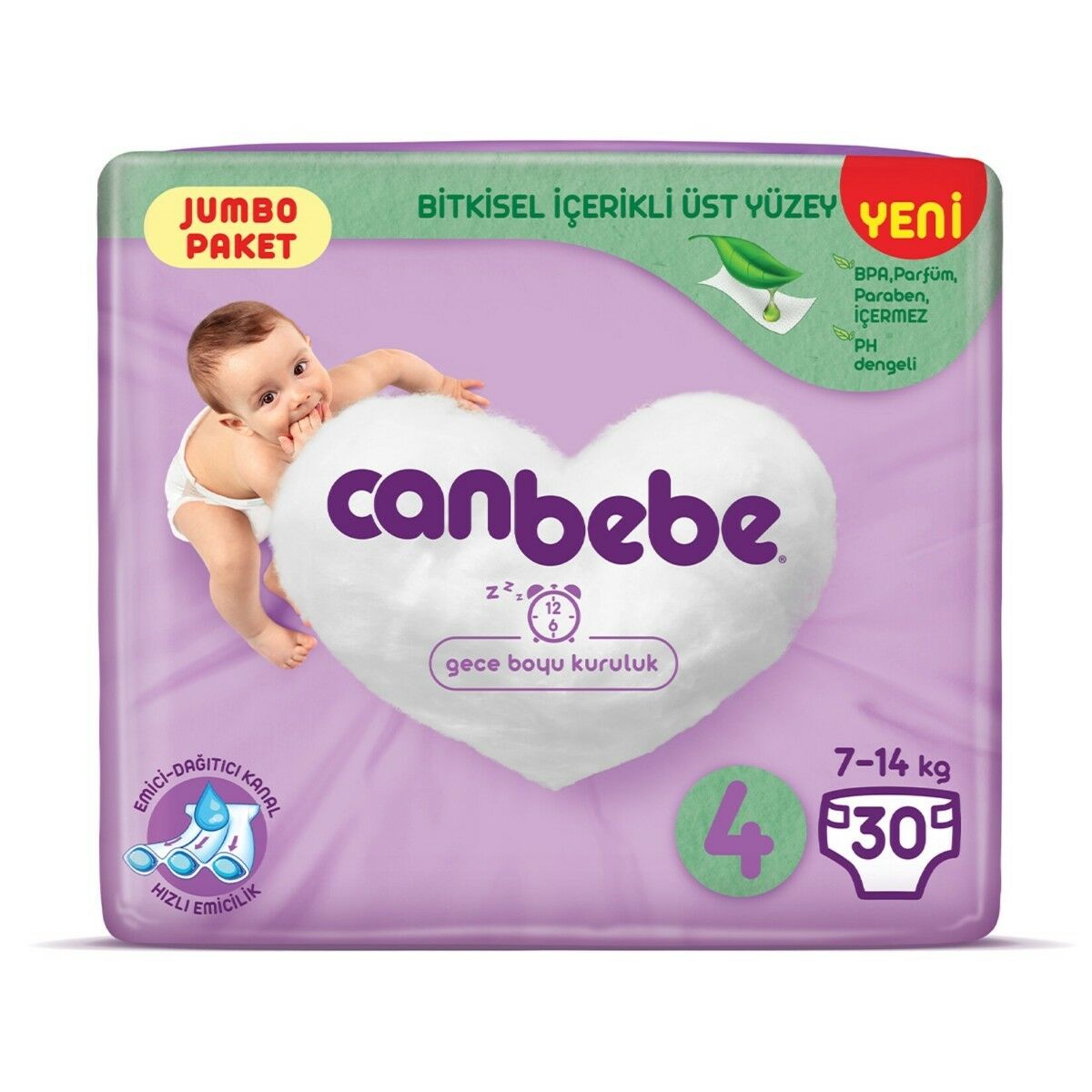Canbebe Çocuk Bezi Jumbo 4 Numara 7-14 kg 27'li
