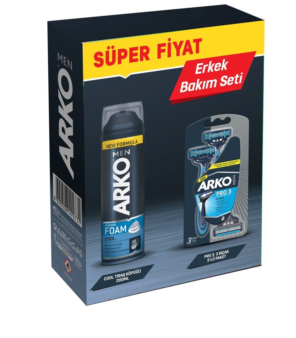 Arko Men Pro3 Tıraş Bıçağı 3'Lü + Cool Tıraş Köpüğü 200 ML