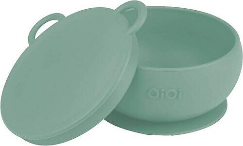 Oioi Vakum Tabanlı Silikon Kapaklı Kase Nehir Yeşili