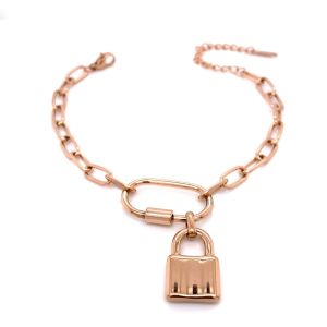 Kilit Figürlü Çelik Bileklik Rose