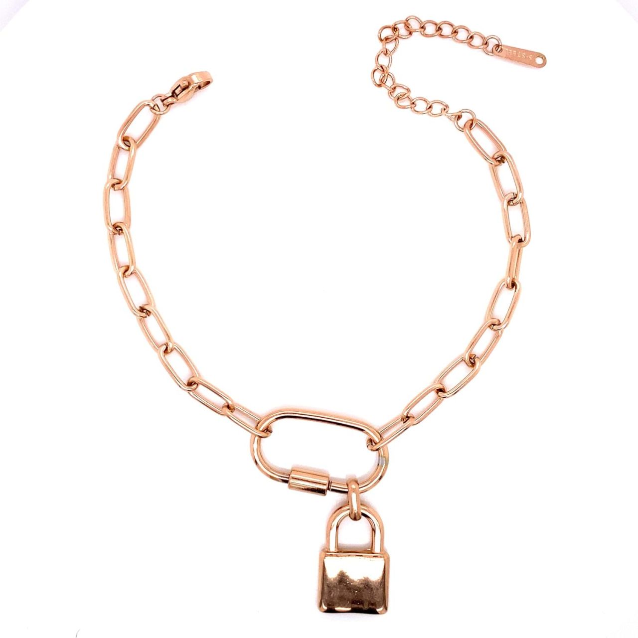 Kilit Figürlü Çelik Bileklik Rose