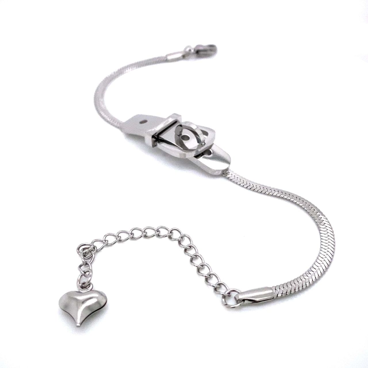 Kemer Tokası Figürlü Çelik Bileklik Gümüş