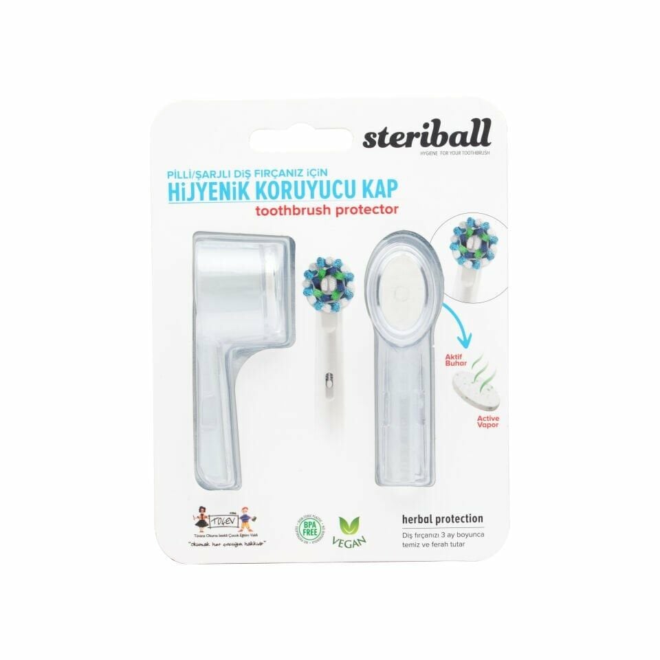 Steriball Pilli / Şarjlı Diş Fırçası Koruyucu Hijyenik Kap Şeffaf 2'li