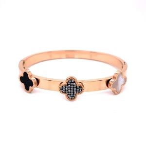 Üç Yonca Figürlü Çelik Bileklik Rose