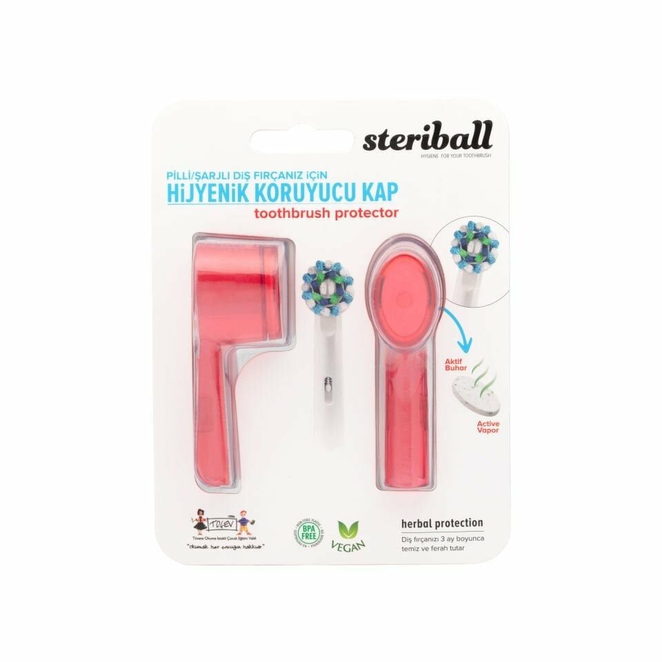 Steriball Pilli / Şarjlı Diş Fırçası Koruyucu Hijyenik Kap Kırmızı 2'li