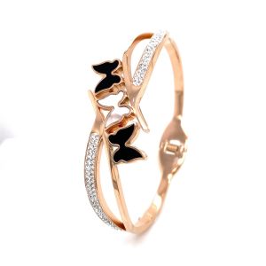 Üç Kelebek Figürlü Çelik Bileklik Rose