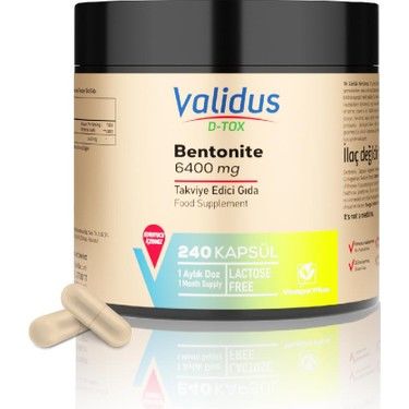 Validus D-Tox Bentonite 6400 mg 240 Kapsül