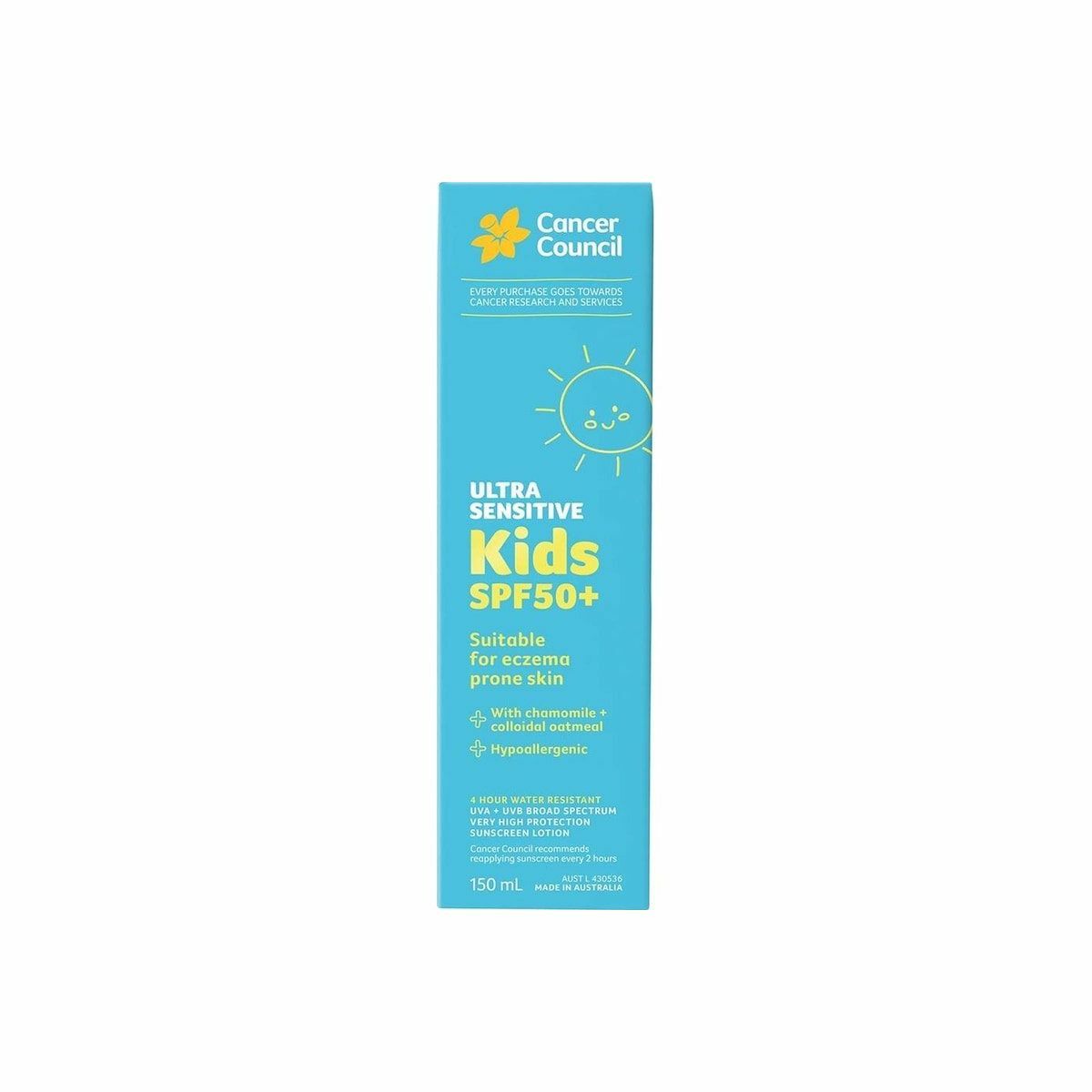 Cancer Council Ultra Sensitive Kids Sunscreen Çocuklar İçin Güneş Kremi Spf50+ 150 ml