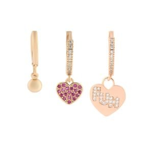 YSX Üçlü Zirkon Taşlı Küpe Gold