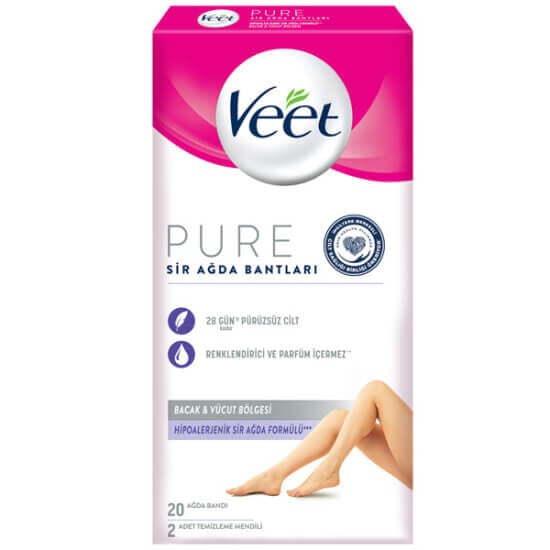 Veet Pure Bacak ve Vücut Bölgesi İçin Hipoalerjenik Sir Ağda Bandı 20'li