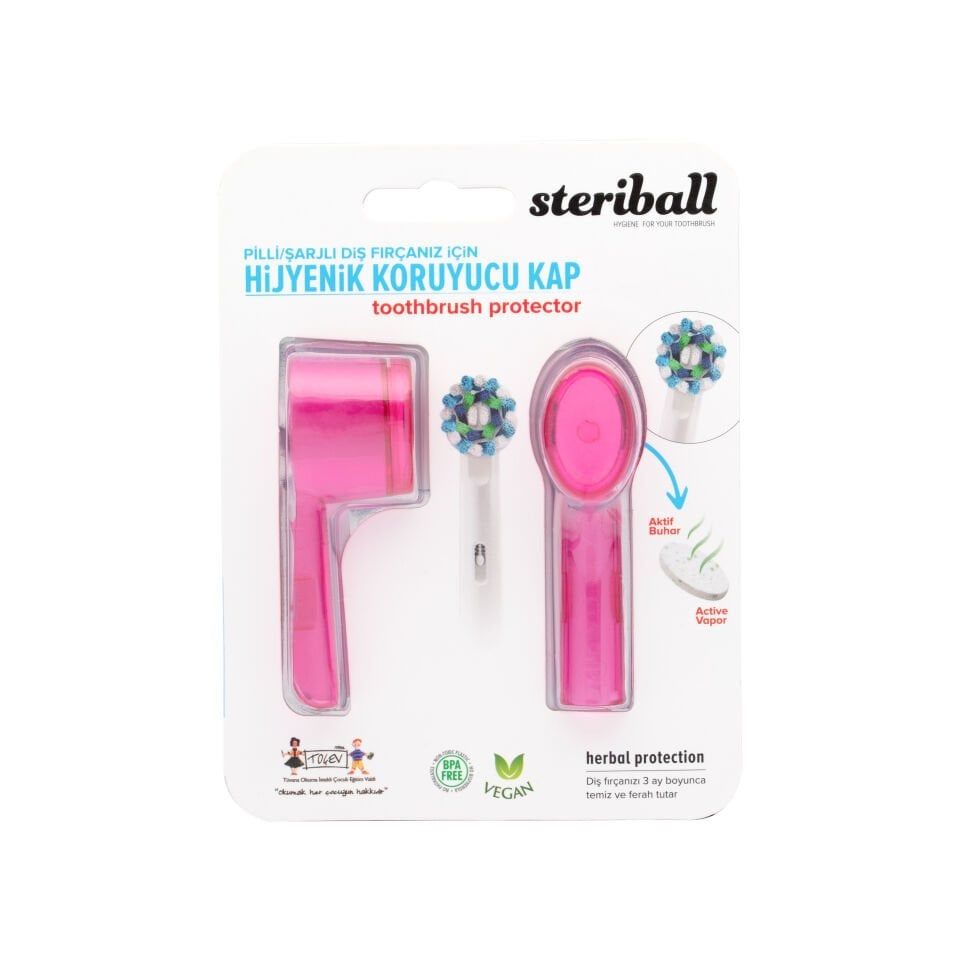 Steriball Pilli / Şarjlı Diş Fırçası Koruyucu Hijyenik Kap Pembe 2'li