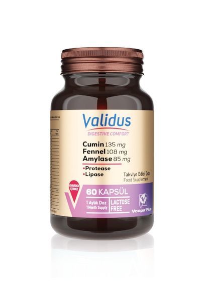 Validus Digestive Comfort Cumin + Fennel + Amylase 60 Kapsül