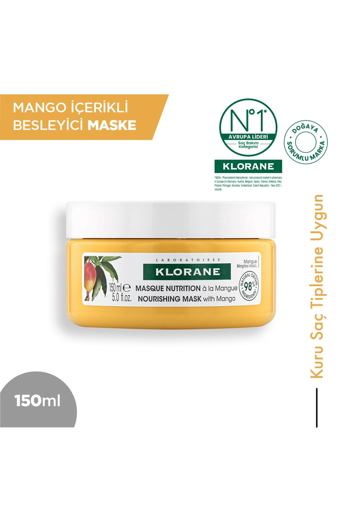 Klorane Mango İçerikli Besleyici Saç Bakım Maskesi 150 ml