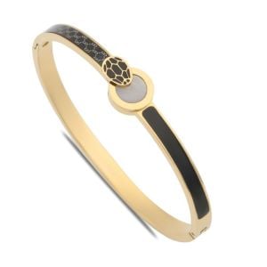 Beyaz Sedef Taşlı Çelik Kelepçe Bileklik