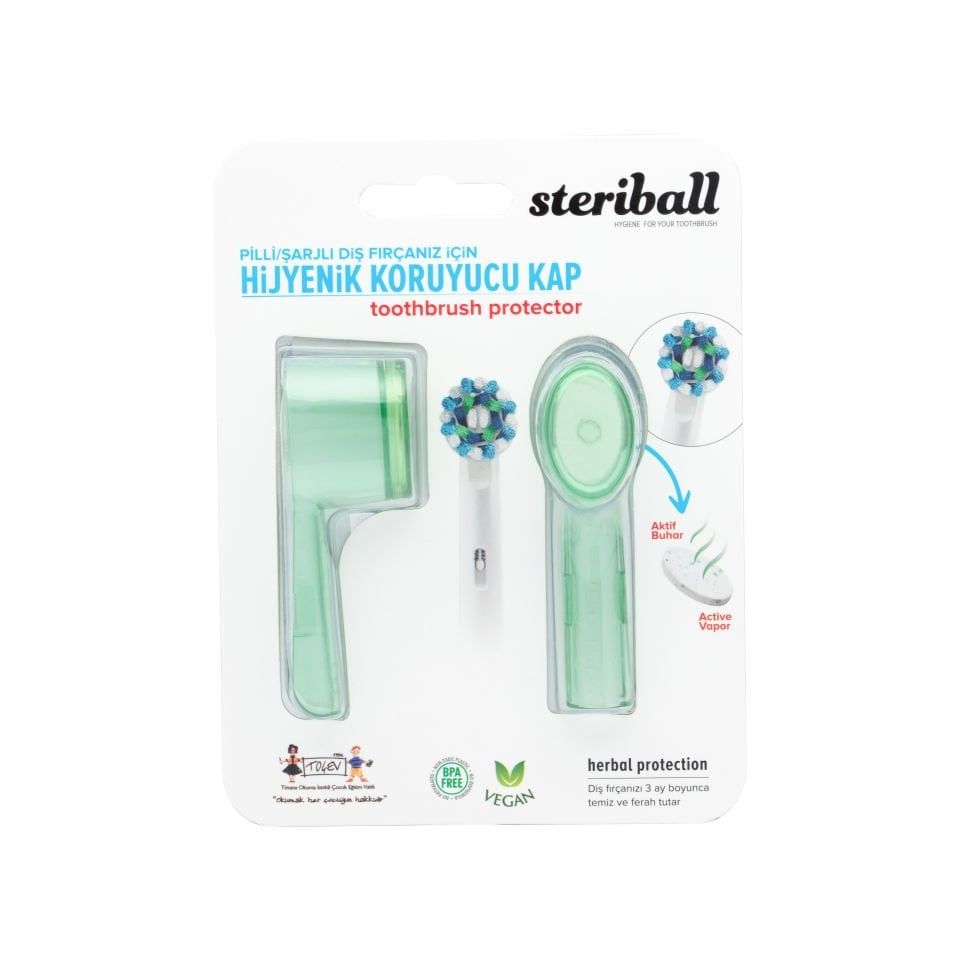 Steriball Pilli / Şarjlı Diş Fırçası Koruyucu Hijyenik Kap Yeşil 2'li