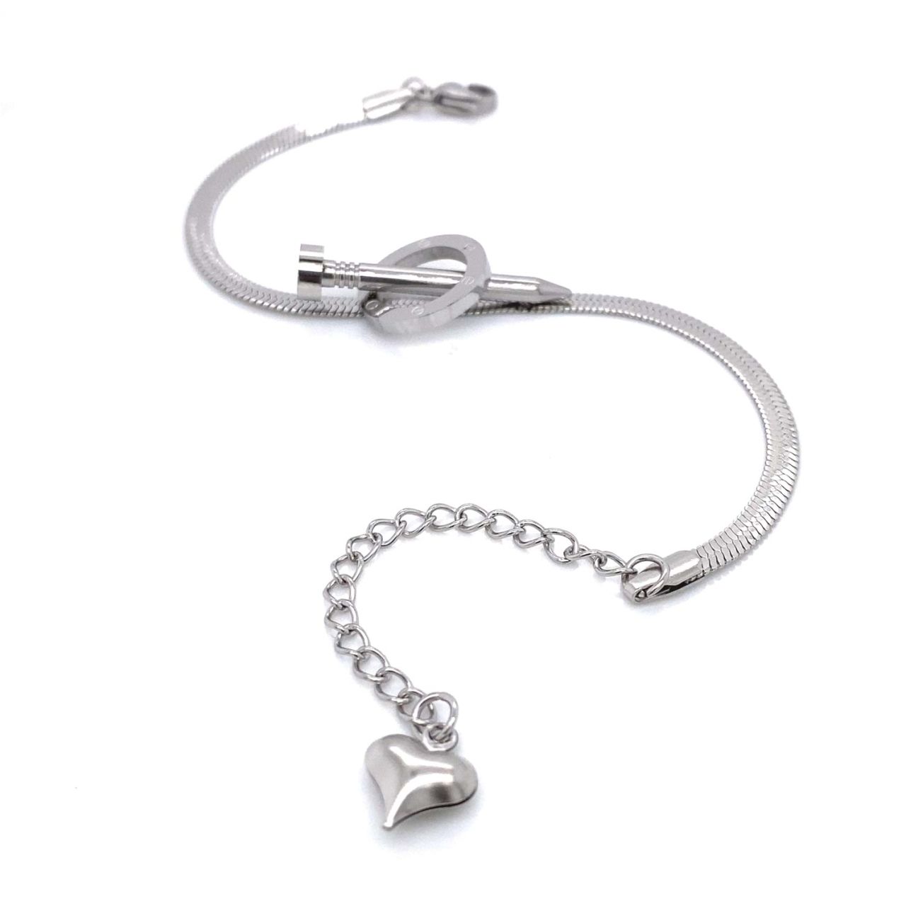 Çivi Figürlü İtalyan Zincir Çelik Bileklik Gümüş