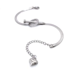 Çivi Figürlü İtalyan Zincir Çelik Bileklik Gümüş