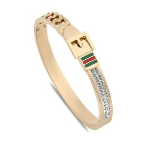 Toka Figürlü Sedef Taşlı Çelik Kelepçe Bileklik