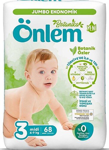 Önlem Bebek Bezi Jumbo Paket Midi No:3 4-9 kg 68'li
