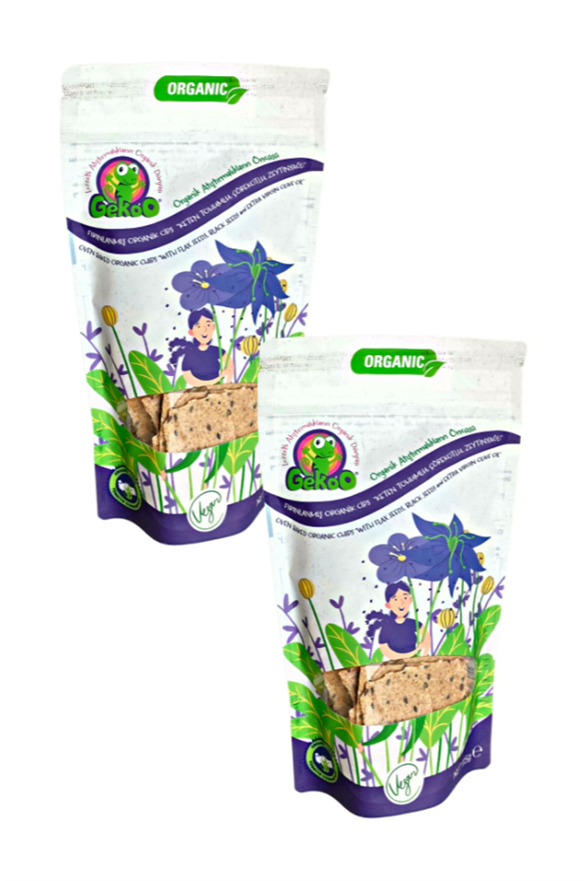 Gekoo Organik Fırınlanmış Baharatlı Cips Keten Tohumu Çörekotu Zeytinyağlı 115 gr
