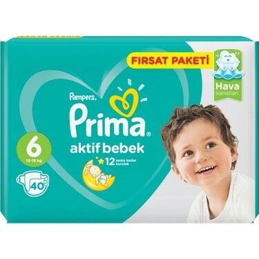 Prima Aktif Bebek Bezi Fırsat Paketi No: 6 13-18 kg 40'lı