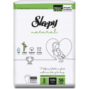 Sleepy Natural 2'li Jumbo Bebek Bezi 3 Numara 56'lı
