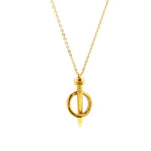 Çivi Figürlü Çelik Kolye Gold